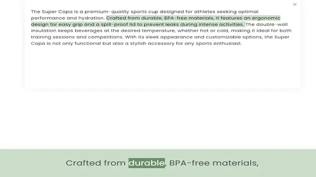 Video thumbnail for performance and hydration. Crafted from durable, BPA-free materials, it features an ergonomic design for easy grip and a spill-proof lid to prevent leaks during intense activities. The double-wall insulation keeps beverages at the desired