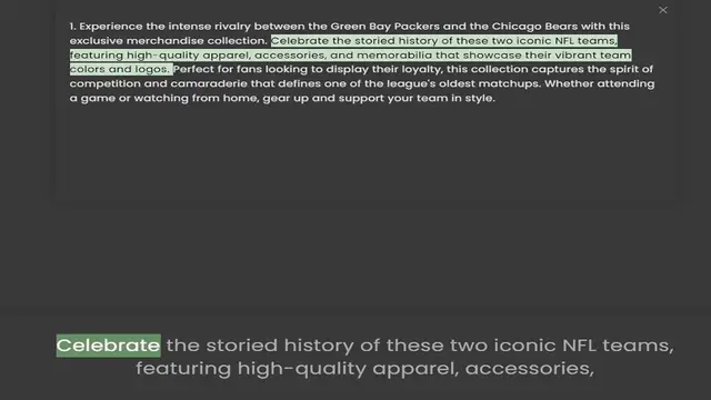 Video thumbnail for exclusive merchandise collection. Celebrate the storied history of these two iconic NFL teams, featuring high-quality apparel, accessories, and memorabilia that showcase their vibrant team colors and logos. Perfect for fans looking to dis