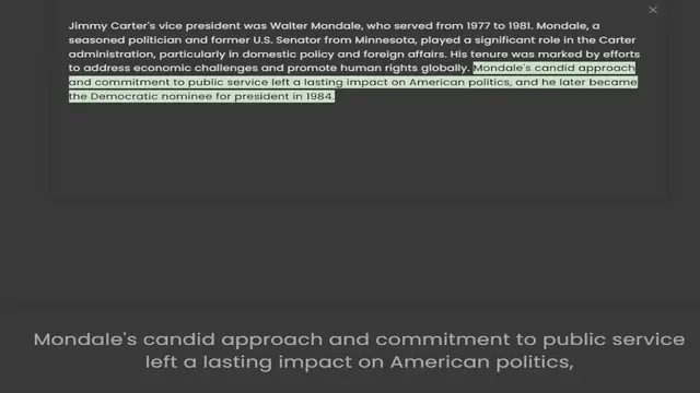 Video thumbnail for seasoned politician and former U.S. Senator from Minnesota, played a significant role in the Carter administration, particularly in domestic policy and foreign affairs. His tenure was marked by efforts to address economic challenges and p