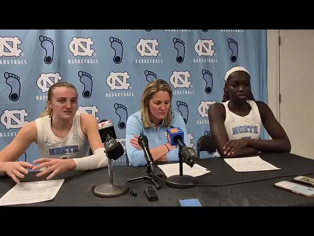 'Video thumbnail for UNC's Alyssa Ustby, Courtney Banghart and Maria Gakdeng after loss to No. 3 Notre Dame. #UNC #ND'
