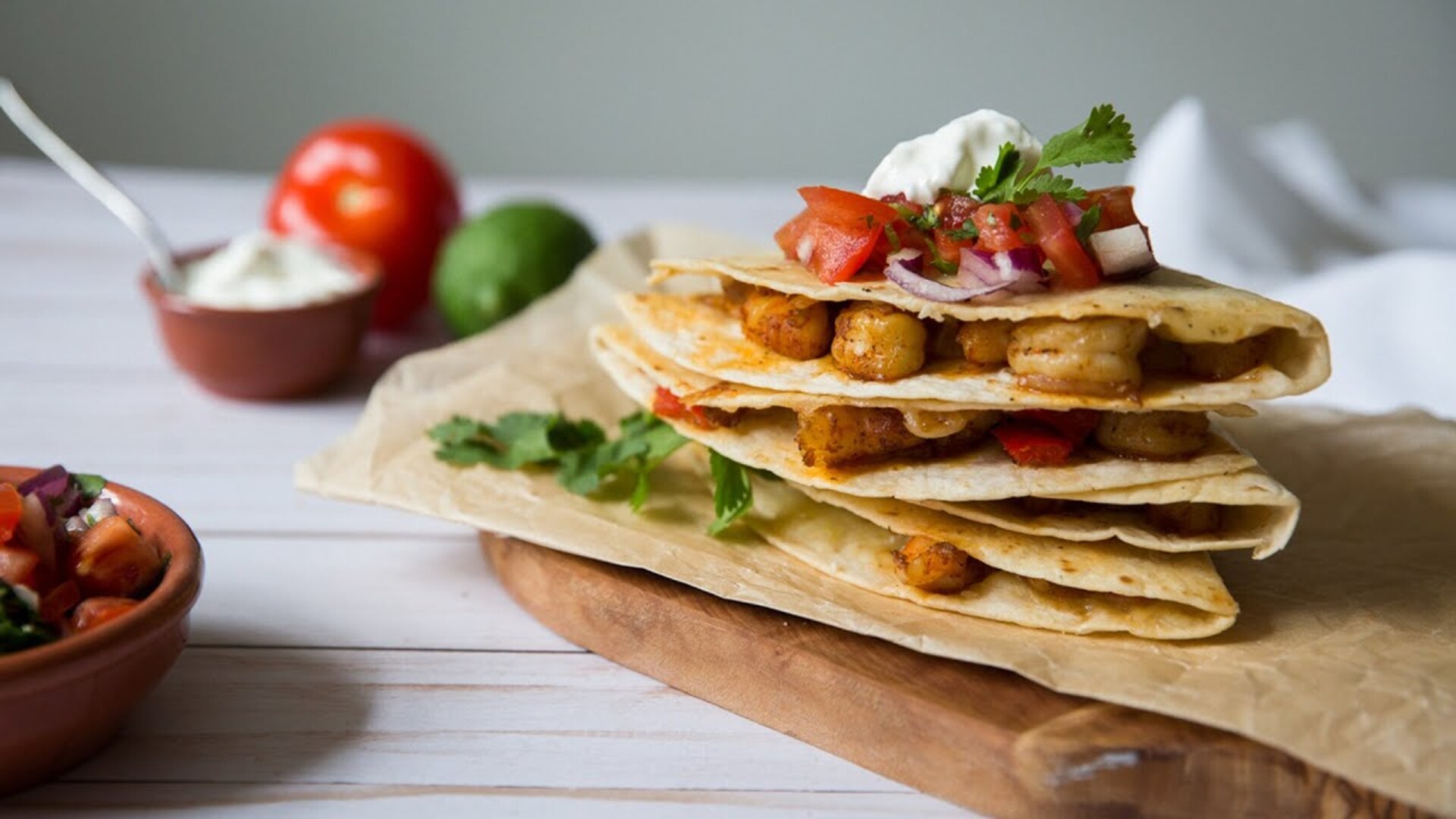 Video thumbnail for Restaurant-Style Shrimp Quesadilla Recipe
