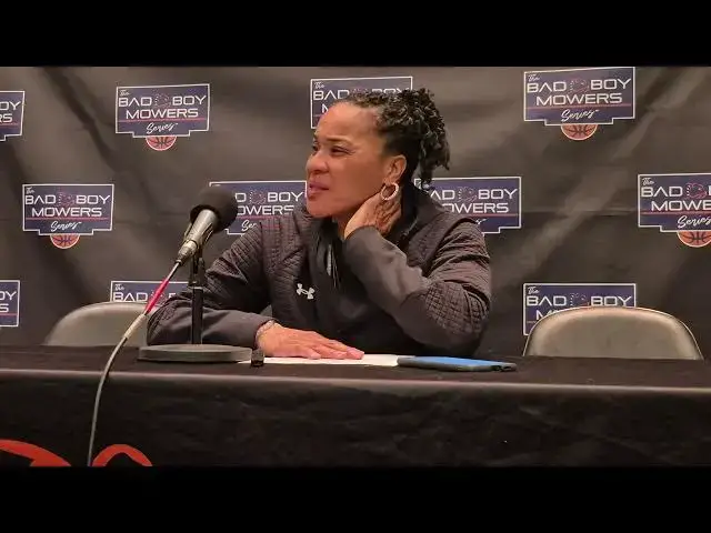 'Video thumbnail for Video: South Carolina's Tessa Johnson, Ta'Niya Latson and Coach Dawn Staley after win over #UNC'