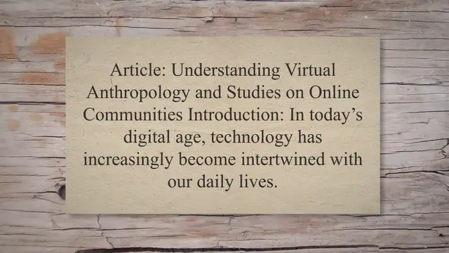 Video thumbnail for Virtual anthropology and studies on online communities