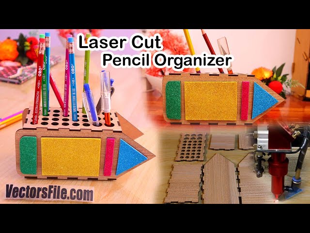 Video thumbnail for Laser Cut CNC Wooden Pencil Holder Unique Pen Organizer Box Idea VectorsFile.com