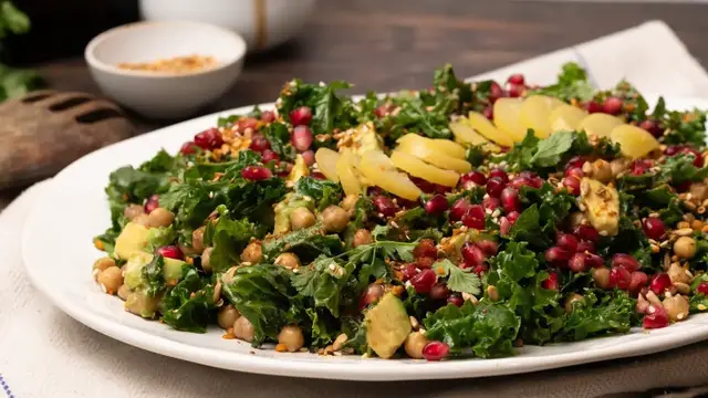 'Video thumbnail for Kale, Chickpea, And Dukkah Salad Recipe'