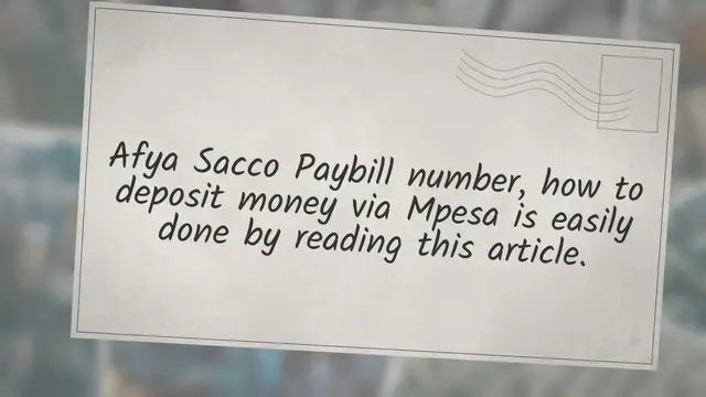 'Video thumbnail for Afya Sacco Paybill Number, How to Deposit Money via Mpesa'