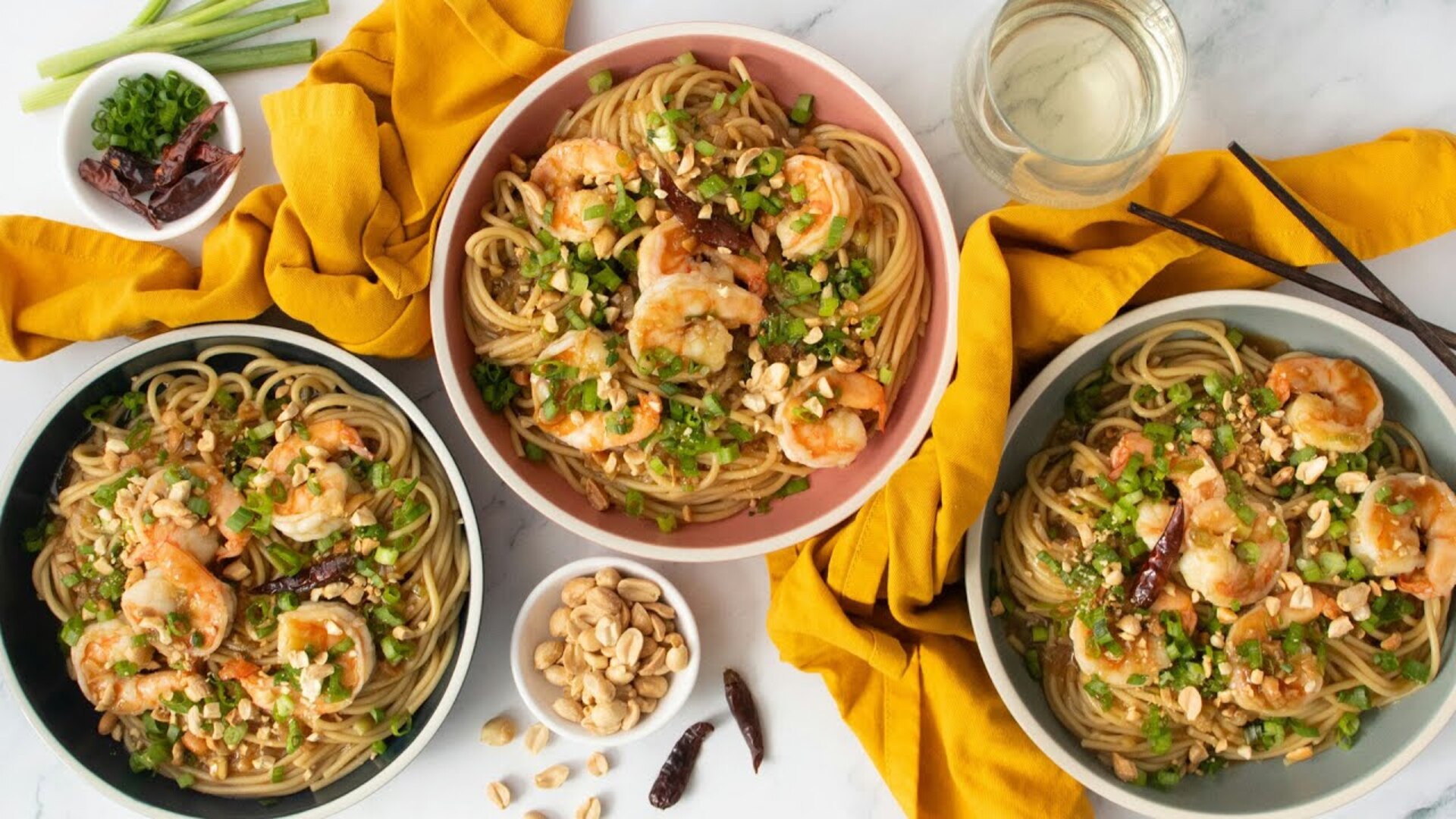 Video thumbnail for Umami-Packed Kung Pao Spaghetti With Shrimp, Peanuts, And Bold Sauce. California Pizza Kitchen Style