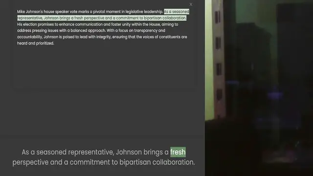 Video thumbnail for representative, Johnson brings a fresh perspective and a commitment to bipartisan collaboration. His election promises to enhance communication and foster unity within the House, aiming to address pressing issues with a balanced approach.