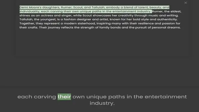 Video thumbnail for individuality, each carving their own unique paths in the entertainment industry. Rumer, the eldest, shines as an actress and singer, while Scout showcases her creativity through music and writing. Tallulah, the youngest, is a fashion des