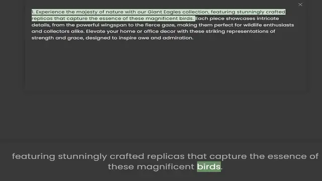 Video thumbnail for replicas that capture the essence of these magnificent birds. Each piece showcases intricate details, from the powerful wingspan to the fierce gaze, making them perfect for wildlife enthusiasts and collectors alike. Elevate your home or o