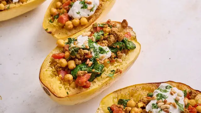 'Video thumbnail for Moroccan-Inspired Lamb-Stuffed Spaghetti Squash Recipe'