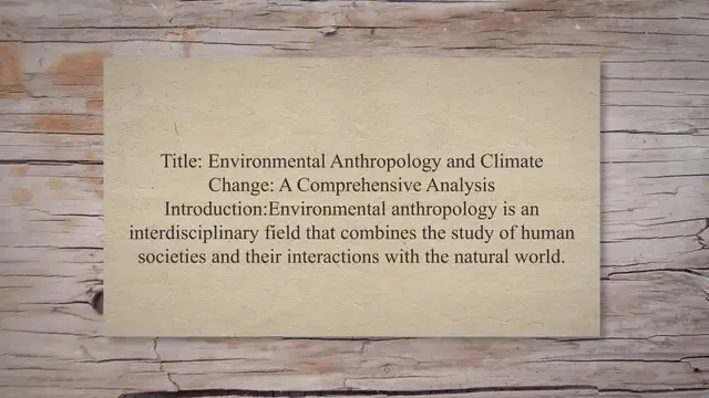 Video thumbnail for Environmental anthropology and climate change issues