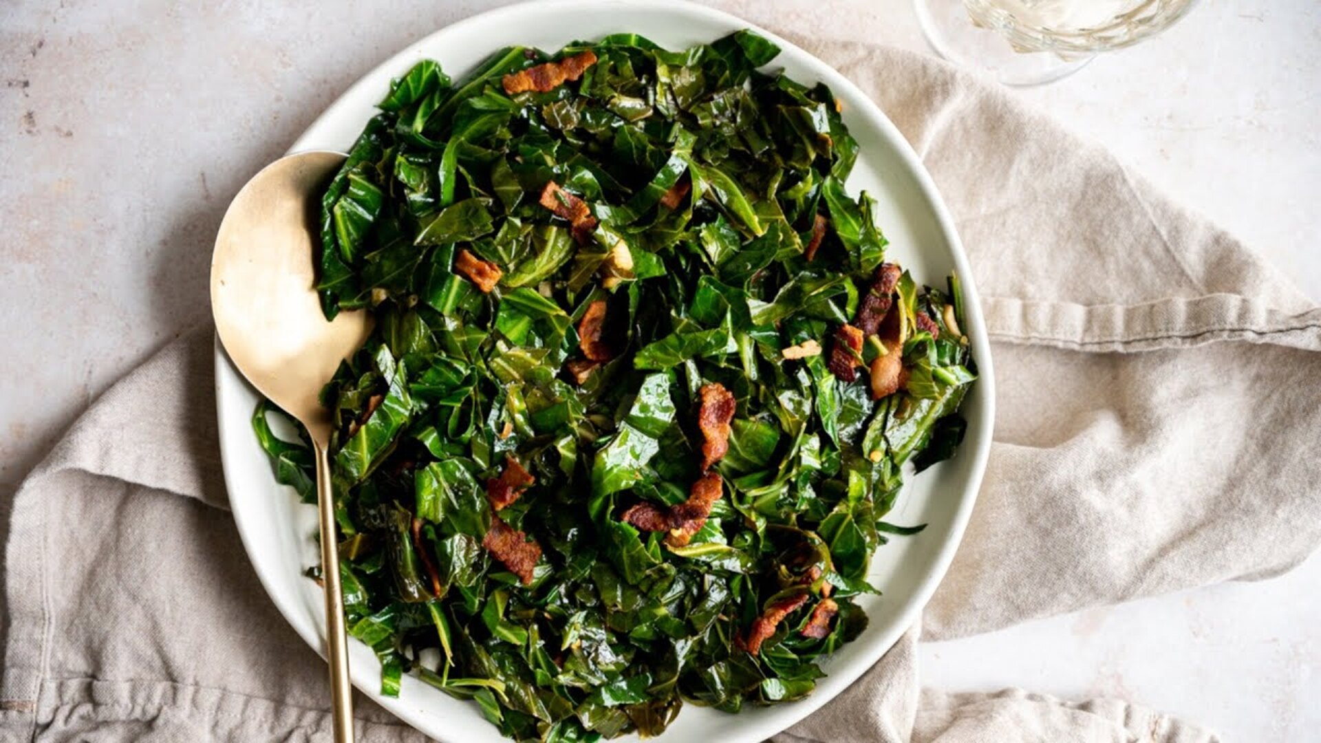 Video thumbnail for Quick Bacony Collard Greens Recipe