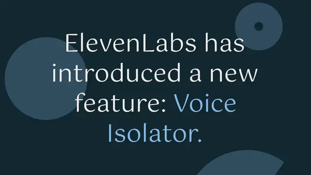 Video thumbnail for ElevenLabs Introduces Voice Isolator: Effortlessly Upgrade Your Audio Quality