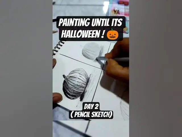 Video thumbnail for Day 2 of Painting Pumpkins Until it's Halloween🎃 || Pencil sketch #pencilshading  #art #Halloween