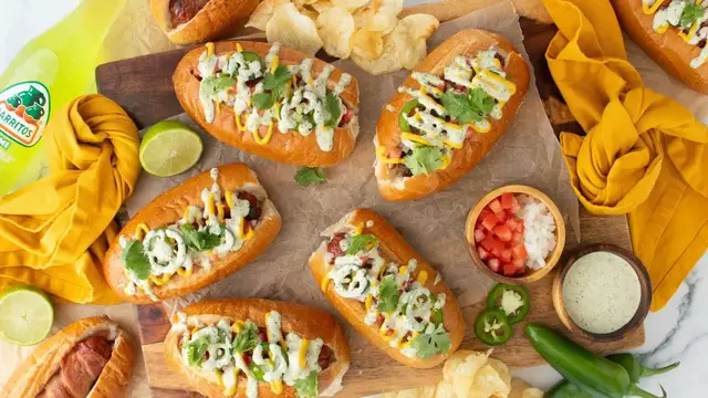 'Video thumbnail for Spice Up Sonoran Hot Dogs With A Salsa Verde Mayo'