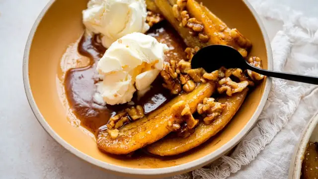 Video thumbnail for Walnut Bananas Foster Recipe