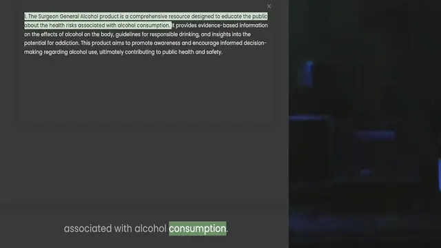 Video thumbnail for about the health risks associated with alcohol consumption. It provides evidence-based information on the effects of alcohol on the body, guidelines for responsible drinking, and insights into the potential for addiction. This product aim