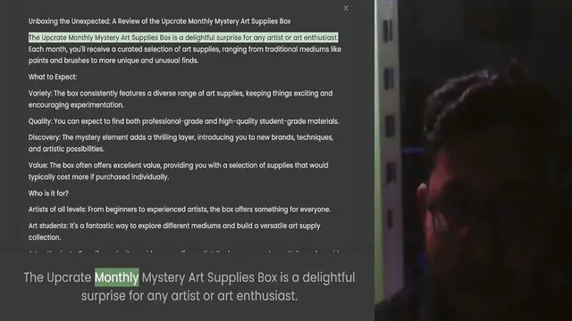 Video thumbnail for Unboxing the Unexpected A Review of the Upcrate Monthly Mystery Art Supplies Box The Upcrate Monthly Mystery Art Supplies Box is a delightful surprise for any artist or art enthusiast. Each month, you'll receive a curated selection of art