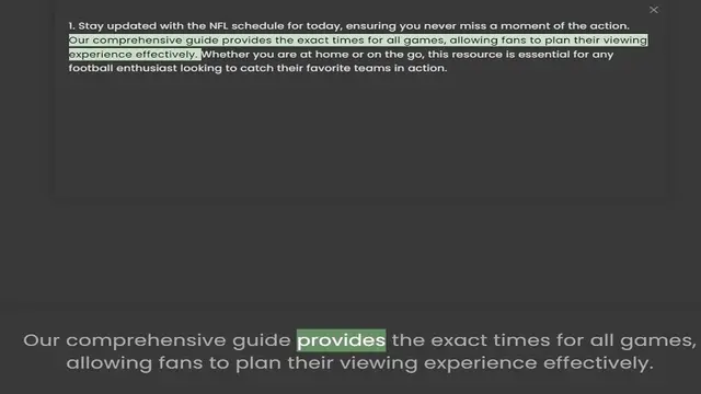 Video thumbnail for Our comprehensive guide provides the exact times for all games, allowing fans to plan their viewing experience effectively. Whether you are at home or on the go, this resource is essential for any football enthusiast looki