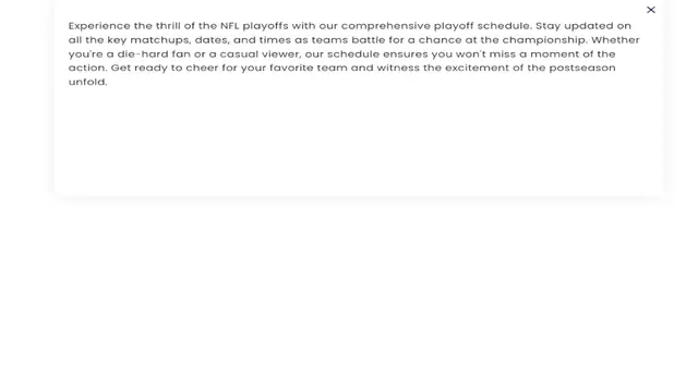 Video thumbnail for all the key matchups, dates, and times as teams battle for a chance at the championship. Whether you're a die-hard fan or a casual viewer, our schedule ensures you won't miss a moment of the action. Get ready to cheer for your favorite te