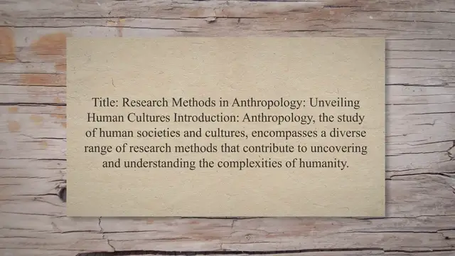 Video thumbnail for Research methods in anthropology