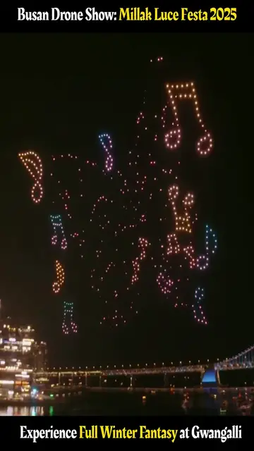 Video thumbnail for ✨🎆 Busan Gwangalli Drone Show x Millak Luce Festa 2025! 🎆✨