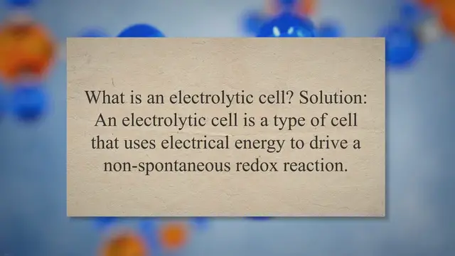 Video thumbnail for Electrolytic cells problems and solutions
