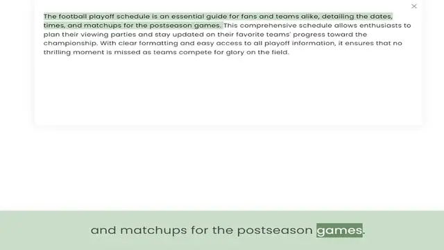 Video thumbnail for times, and matchups for the postseason games. This comprehensive schedule allows enthusiasts to plan their viewing parties and stay updated on their favorite teams' progress toward the championship. With clear formatting and easy access t