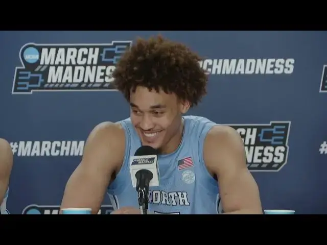 'Video thumbnail for #UNC coach Hubert Davis, along with RJ Davis and Seth Trimble at press conference after blowout win.'