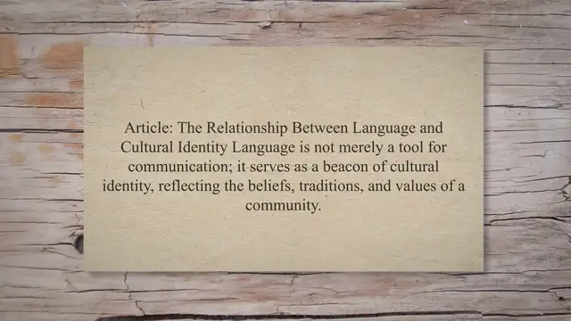 Video thumbnail for Relationship between language and cultural identity