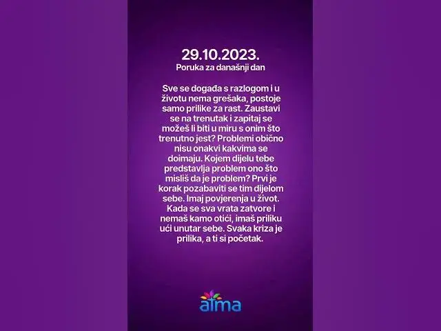 'Video thumbnail for ATMA Poruka za današnji dan 29.10.2023. #inspiracija #porukadana #mudrost #motivacija'