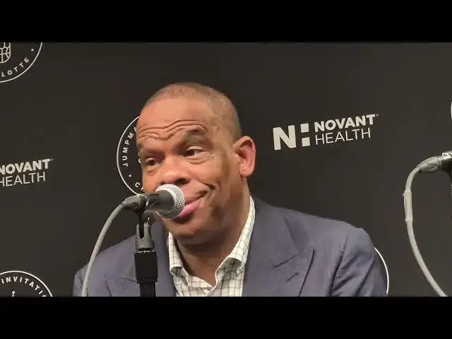 'Video thumbnail for #UNC coach Hubert Davis after the Tar Heels blow a late four-point lead and lose to No. 7 Florida'