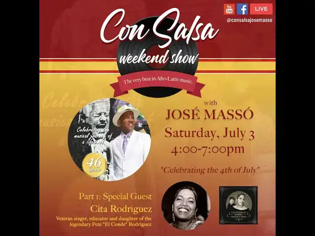 Video thumbnail for “¡Con Salsa!” – PART I, Cita Rodríguez & Edwin Morales “Mulenze”, Saturday, July 3, 2021.