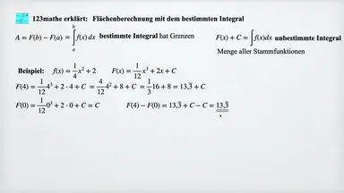 'Video thumbnail for Bestimmtes Integral mit F(x) berechnen'