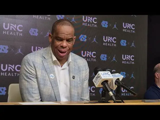 'Video thumbnail for #UNC coach Hubert Davis after the Tar Heels' senior night loss to Duke'