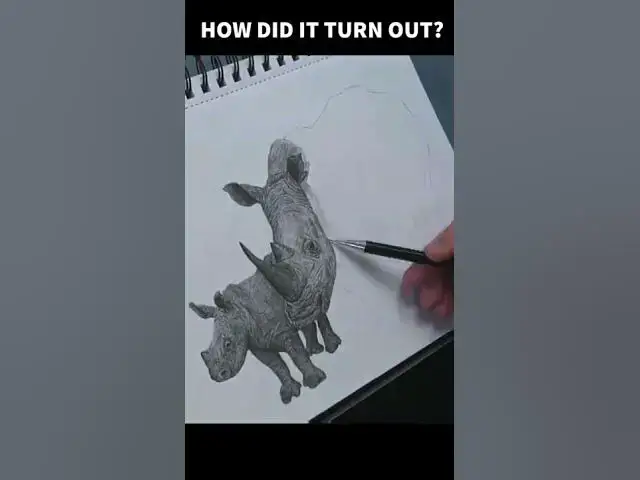 Video thumbnail for Mumma & Baby Rhino Drawing #shorts