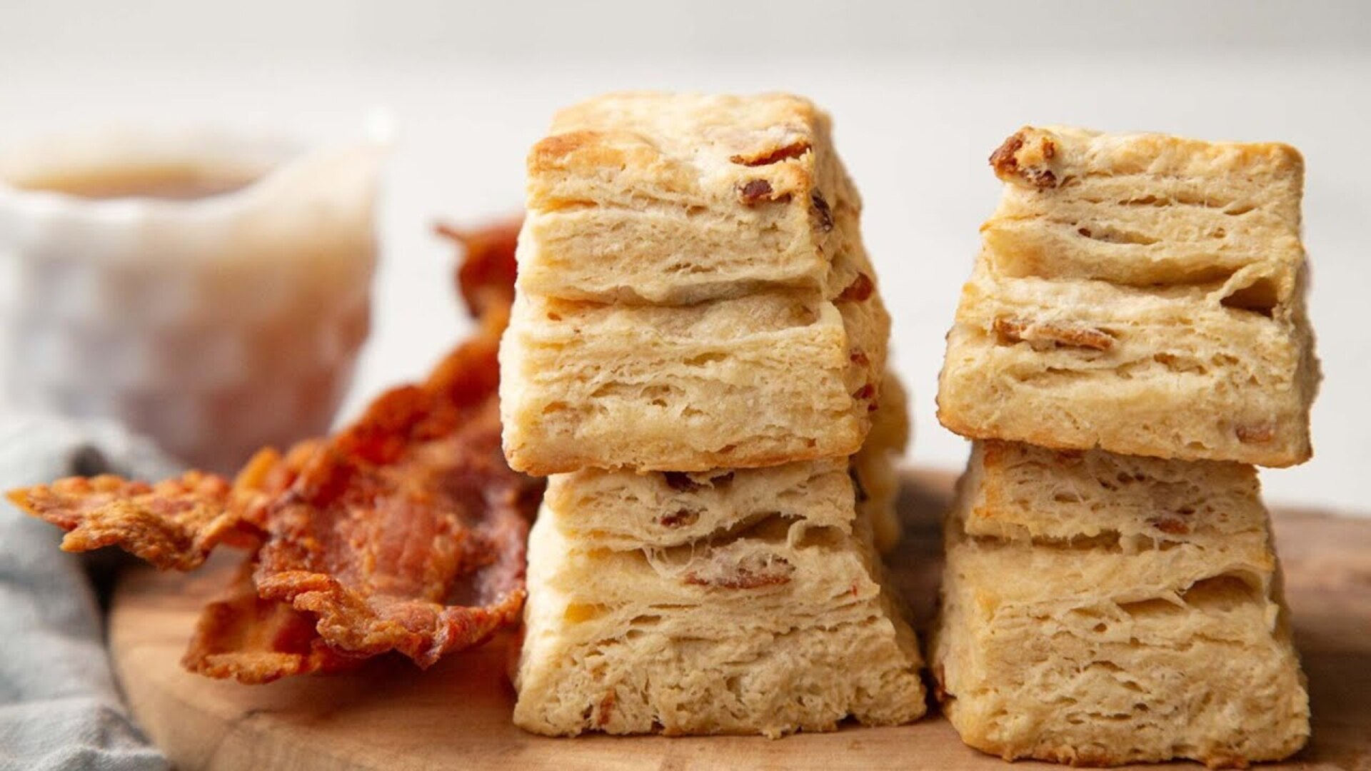 Video thumbnail for Extra Flaky Maple Bacon Biscuits Recipe