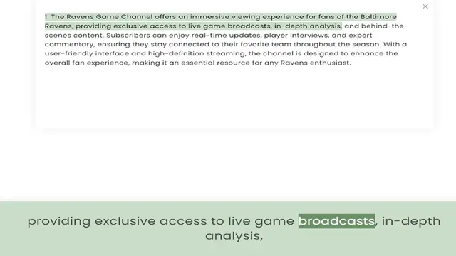 Video thumbnail for Ravens, providing exclusive access to live game broadcasts, in-depth analysis, and behind-the-scenes content. Subscribers can enjoy real-time updates, player interviews, and expert commentary, ensuring they stay connected to their favorit