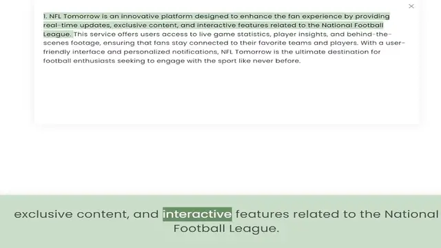 Video thumbnail for real-time updates, exclusive content, and interactive features related to the National Football League. This service offers users access to live game statistics, player insights, and behind-the-scenes footage, ensuring that fans stay conn