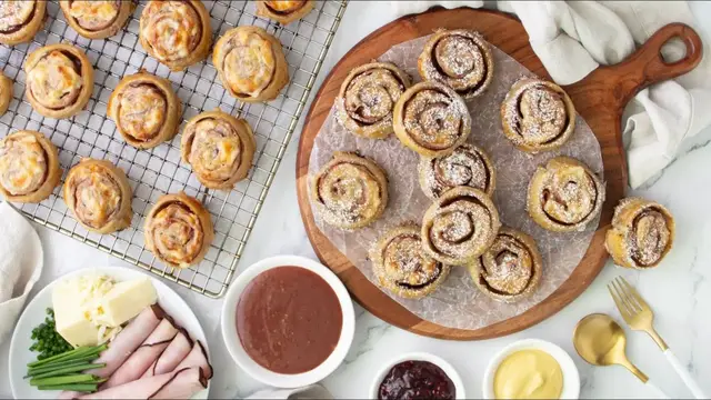 'Video thumbnail for Ham, Cheese, Jam: These Monte Cristo Pinwheels Really Do It All'