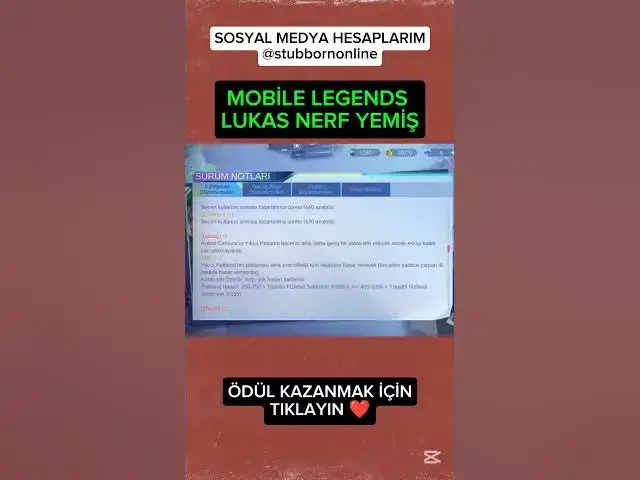 'Video thumbnail for Mobile Legends Lukas Nerf Yemiş #MLBB #mlbblukas #lukas #mobilelegends #mobilelegendsbangbang'