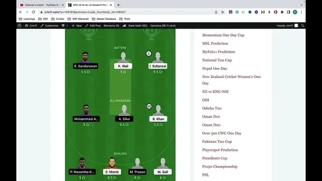 Video thumbnail for AFG-XI vs SL-XI Dream11 Prediction AFGXI vs SLXI Dream11 Team AFG XI vs SL XI Dream11 Team Today