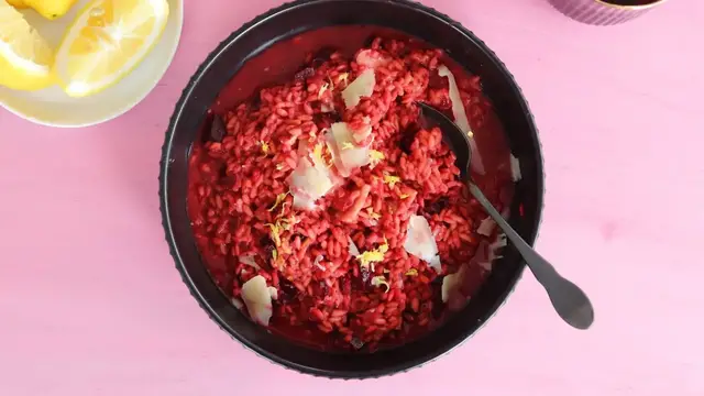 'Video thumbnail for Earthy Roasted Beet Risotto Recipe'