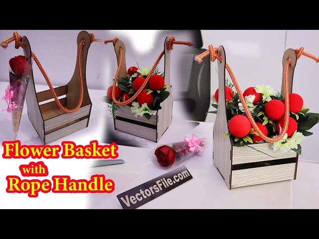 Video thumbnail for Laser Cut MDF Flower Basket with Rope Handle DIY Project by VectorsFile.com