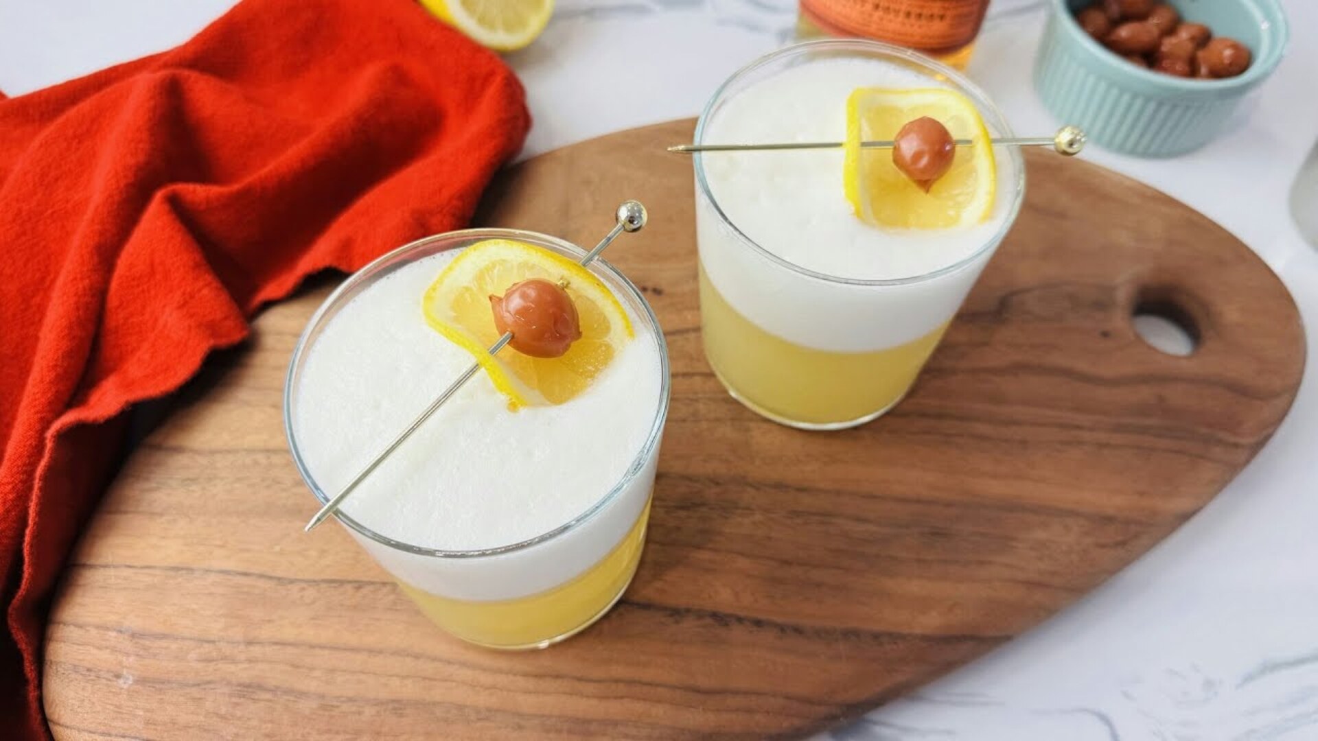 Video thumbnail for Whiskey Sour Cocktail With Egg White Foam Recipe