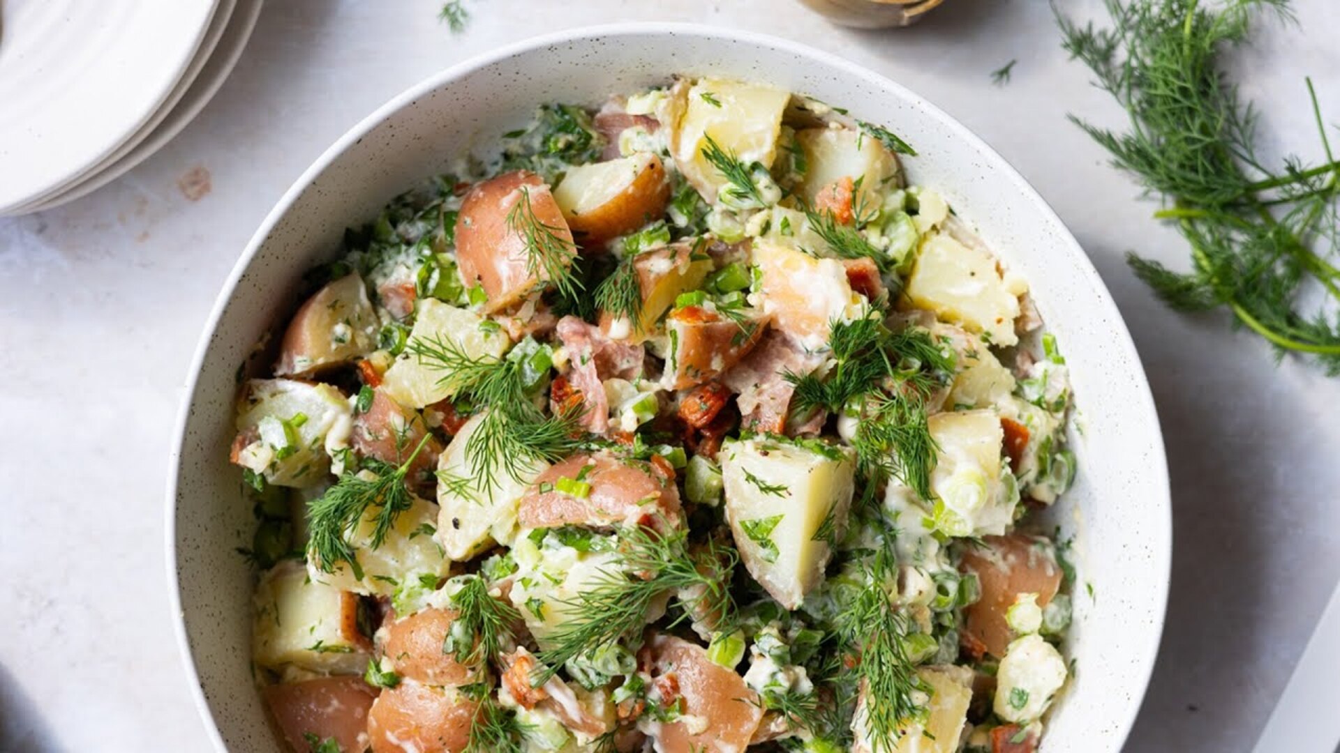 Video thumbnail for Red, White, And Blue Potato Salad Recipe