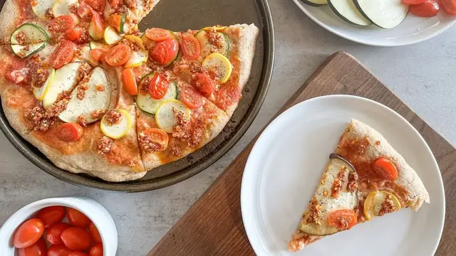'Video thumbnail for Whole-Wheat Summer Vegetable Pizza Recipe'