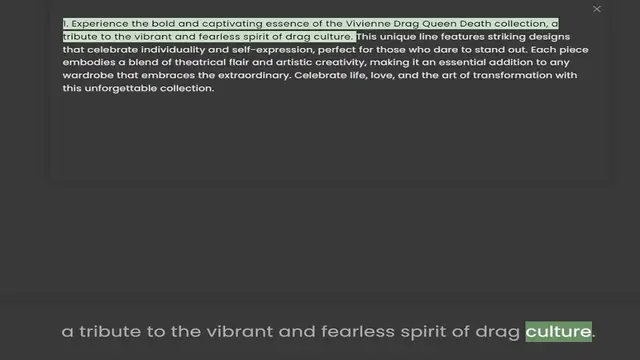 Video thumbnail for tribute to the vibrant and fearless spirit of drag culture. This unique line features striking designs that celebrate individuality and self-expression, perfect for those who dare to stand out. Each piece embodies a blend of theatrical fl