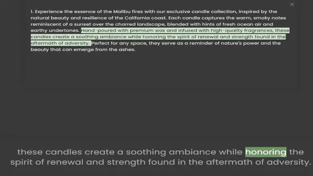 Video thumbnail for natural beauty and resilience of the California coast. Each candle captures the warm, smoky notes reminiscent of a sunset over the charred landscape, blended with hints of fresh ocean air and earthy undertones. Hand-poured with premium wa